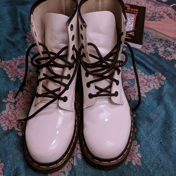 white patent leather doc martens